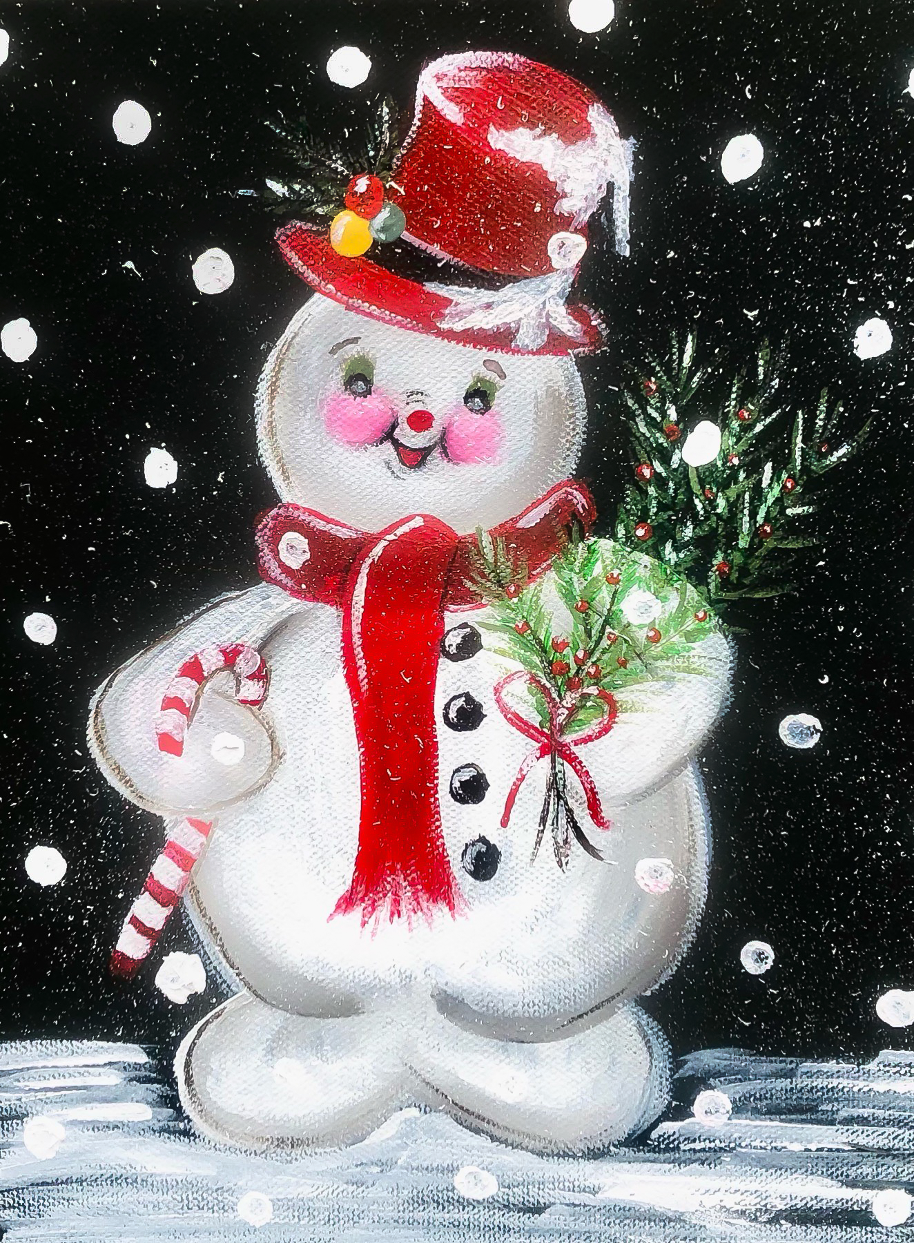 CABIN CUTTERS SNOWMAN WITH RED HAT AND SCARF