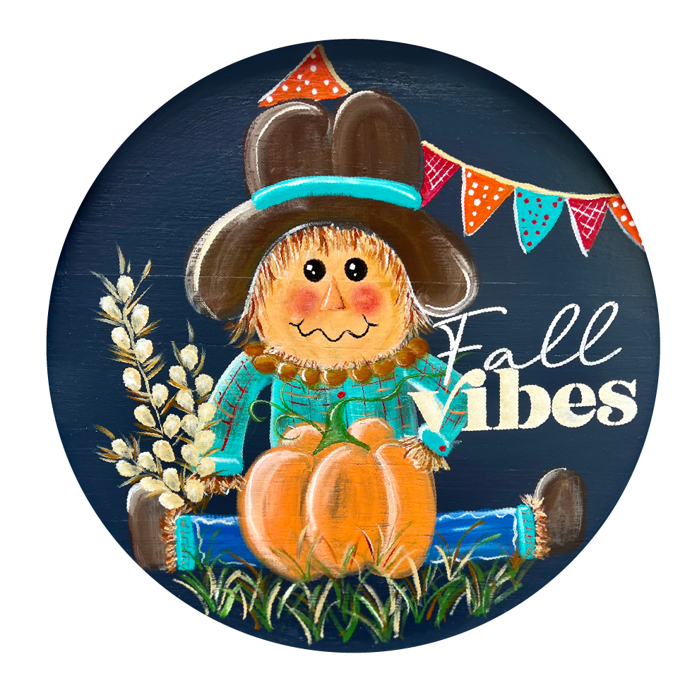 CABIN CUTTERS CIRCLE WITH FALL VIBES SCARECROW