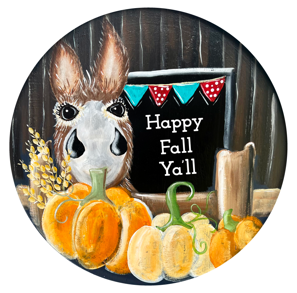 CABIN CUTTERS CIRCLE WITH HAPPY FALL Y'ALL DONKEY