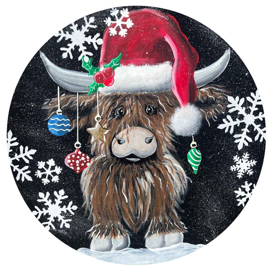 CABIN CUTTERS CIRCLE WITH CHRISTMAS HIGHLAND COW