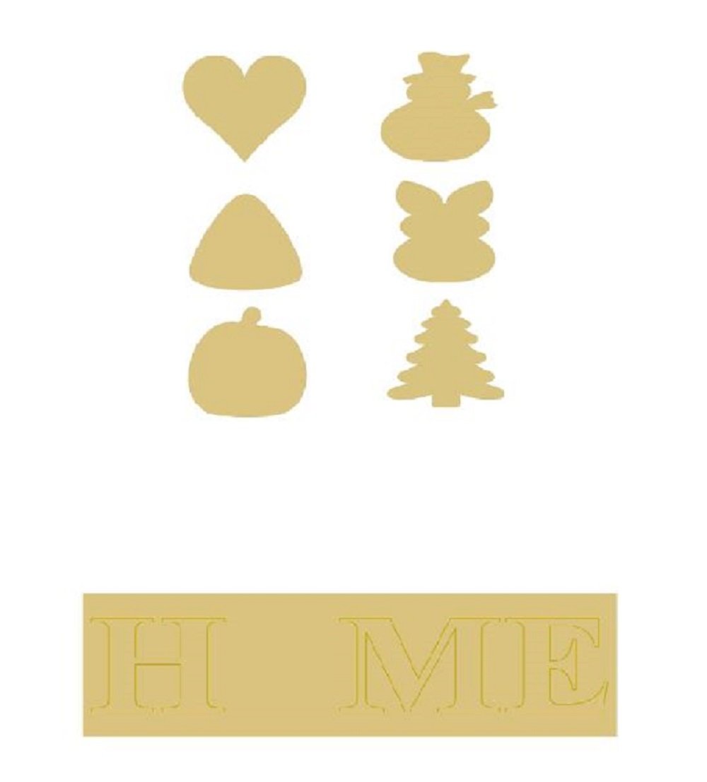3D Assorted MDF Cutout Holiday Shapes - Heart Bell Pumpkin Snowman Bunny Tree And HOME - Unfinished For DIY