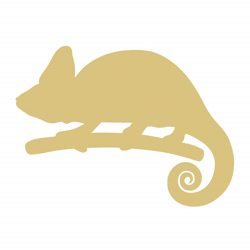 Basic Shape Chameleon MDF Cutout On Branch Silhouette - Unfinished For DIY