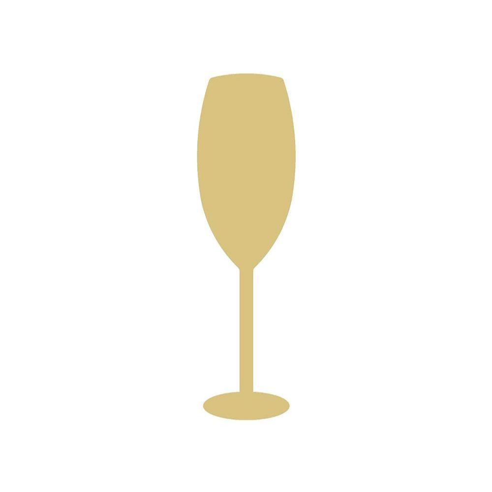 Basic Shape Champagne Glass MDF Cutout Silhouette - Unfinished For DIY