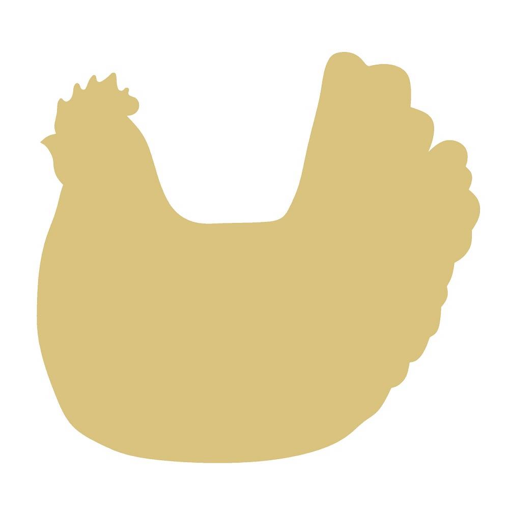 Basic Shape Chicken MDF Cutout Chicken Silhouette Style 6 - Unfinished For DIY