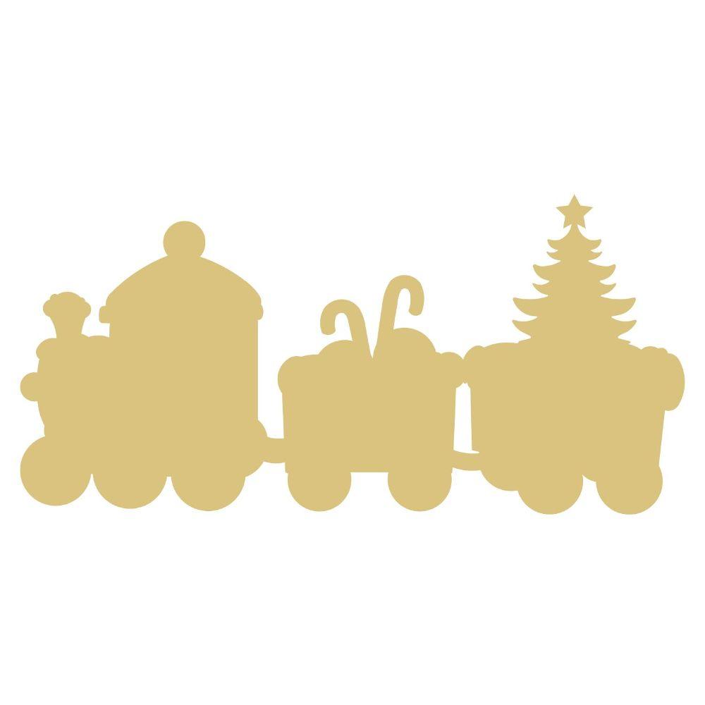 Basic Shape Train MDF Cutout With Christmas Tree - Unfinished For DIY