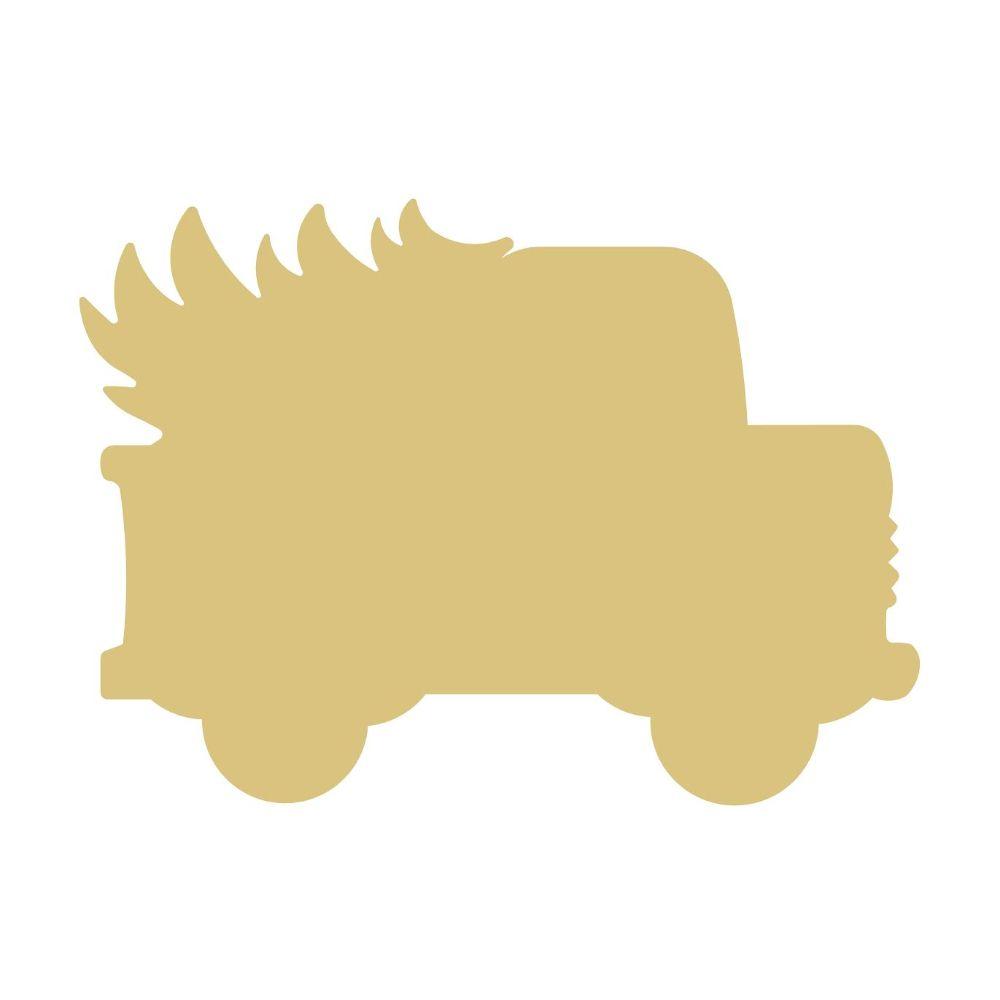 Basic Shape Truck MDF Cutout Truck Hauling a Christmas Tree - Unfinished For DIY