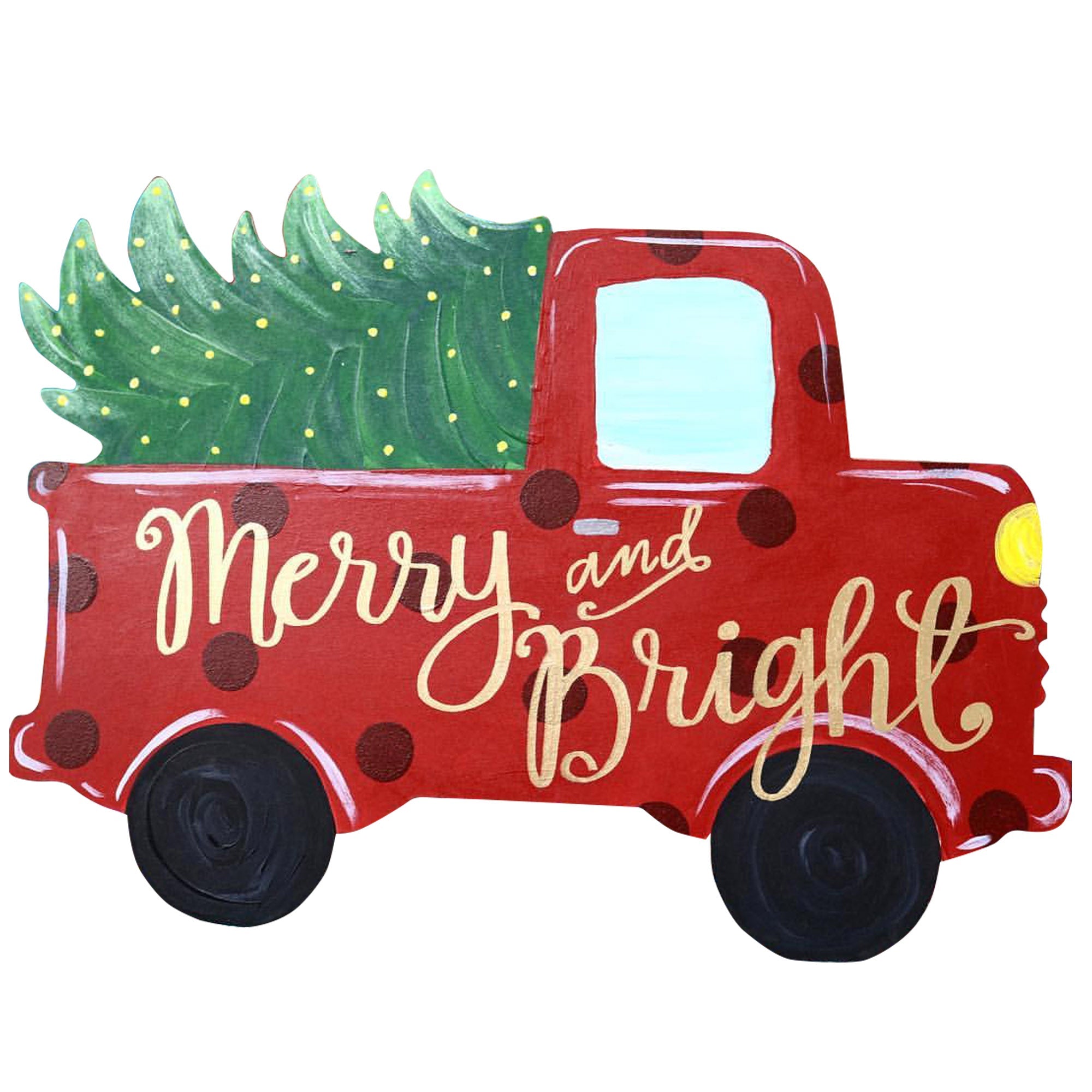 Basic Shape Truck MDF Cutout Truck Hauling a Christmas Tree - Unfinished For DIY