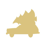 Basic Shape Station Wagon MDF Cutout Christmas Tree On Station Wagon Silhouette - Unfinished For DIY