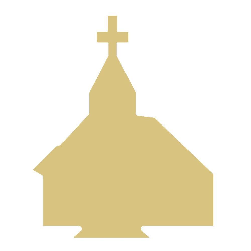 Basic Shape Church MDF Cutout Cross-Topped Silhouette - Unfinished For DIY
