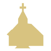 Basic Shape Church MDF Cutout Cross-Topped Silhouette - Unfinished For DIY