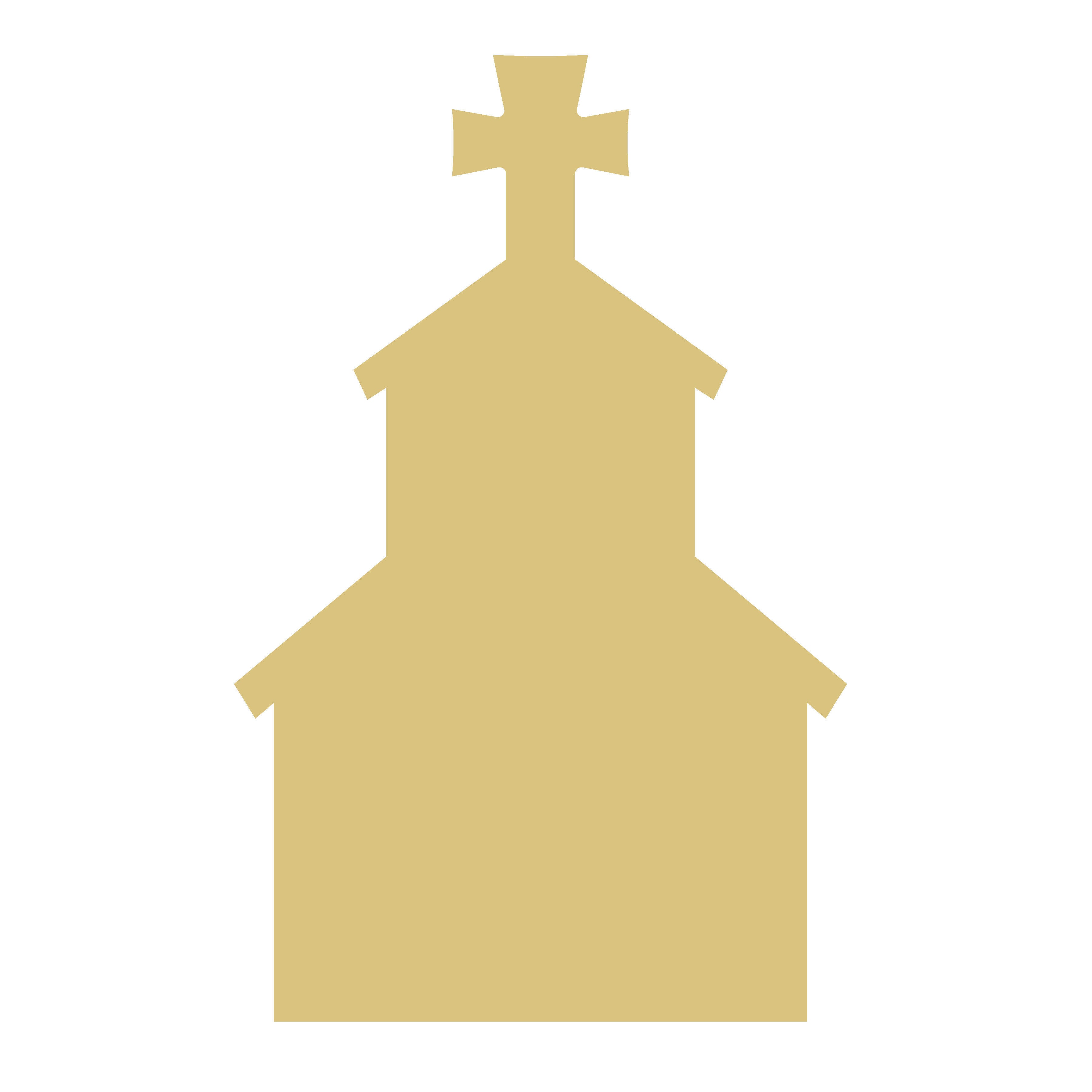 Basic Shape Church MDF Cutout Steeple Silhouette - Unfinished For DIY