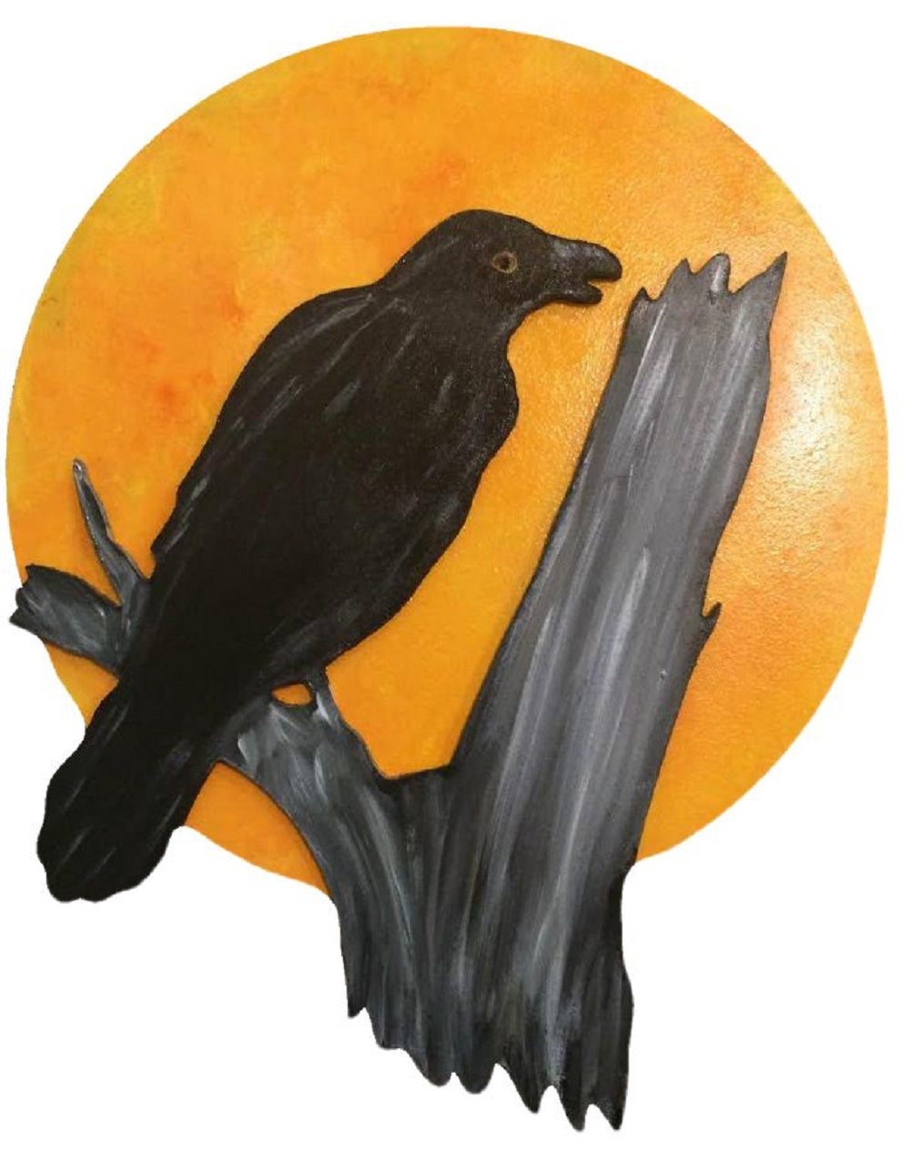 Basic Shape Crow Silhouette MDF Cutout On Branch - Unfinished For DIY