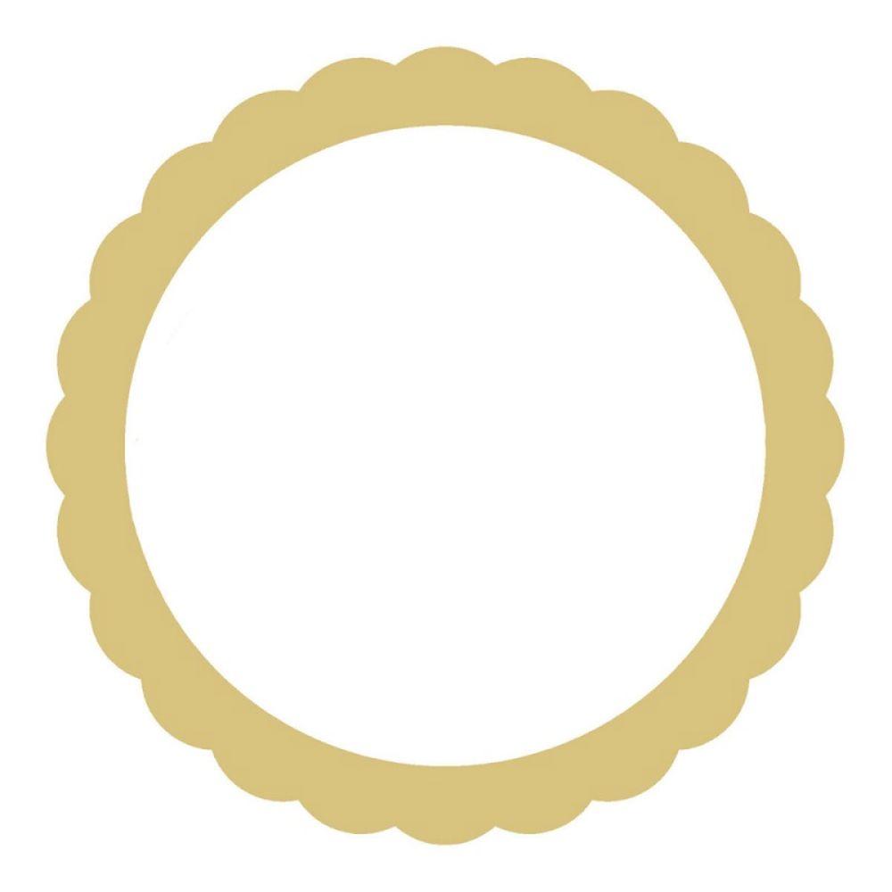 Basic Shape Circle MDF Cutout Scalloped Edge Frame - Unfinished For DIY