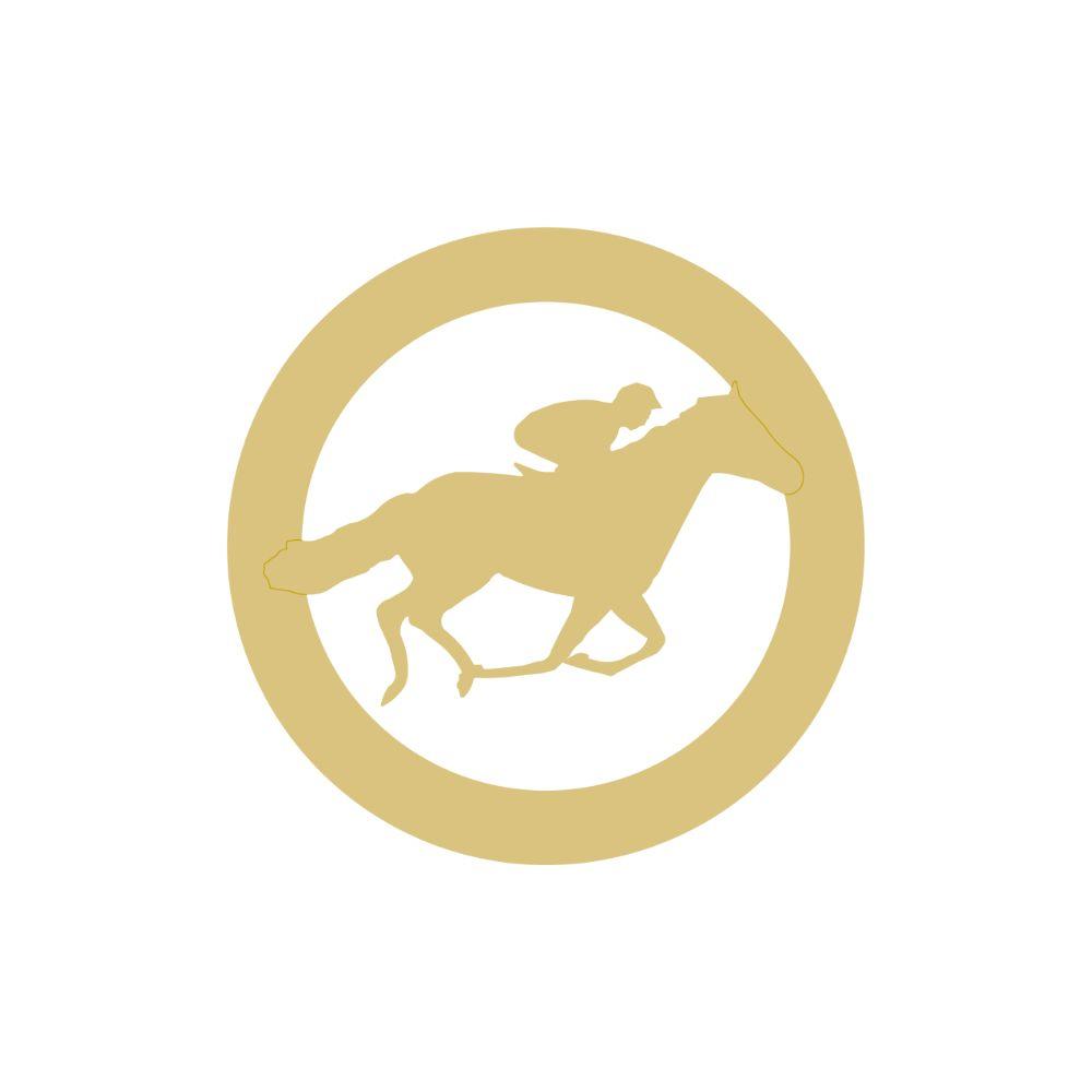 Basic Shape Circle MDF Cutout Jockey On Horse - Unfinished For DIY