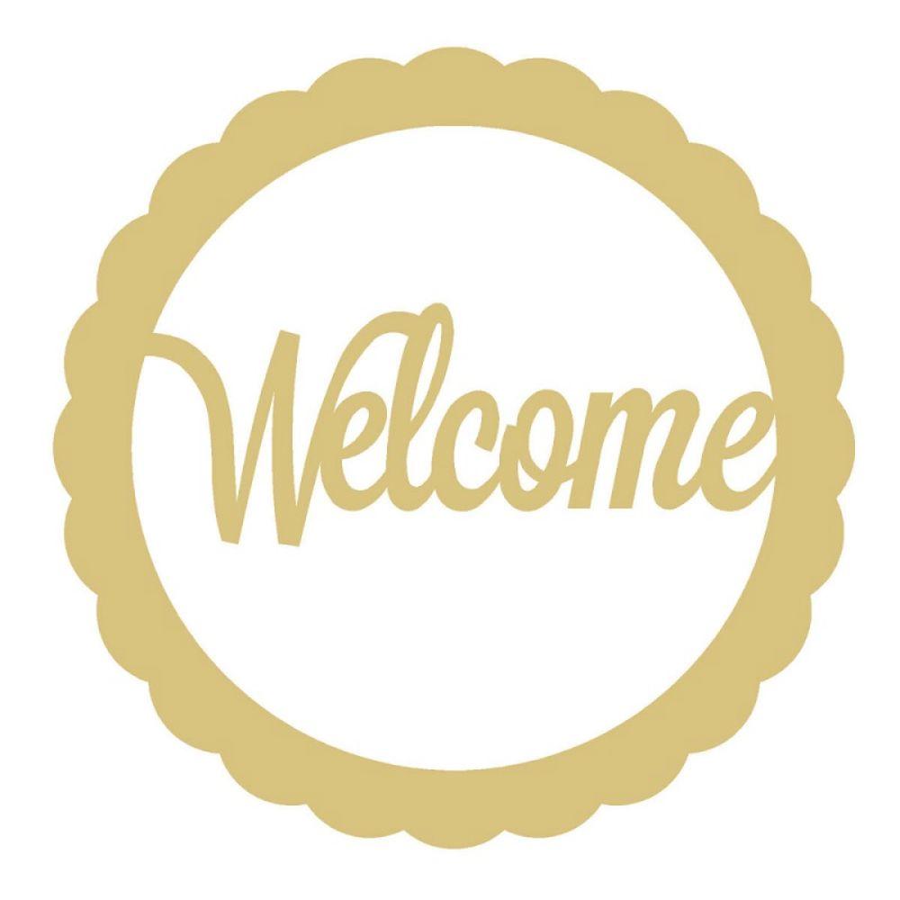 Basic Shape Round MDF Cutout Welcome - Unfinished For DIY