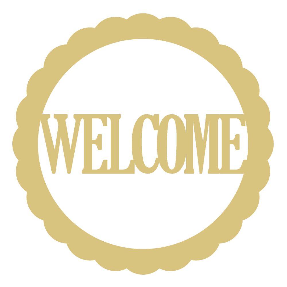 Basic Shape Circle Frame MDF Cutout Welcome - Unfinished For DIY