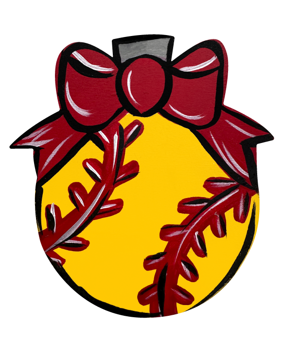 CRAFTY N BLESSED SOFTBALL WITH RED BOW