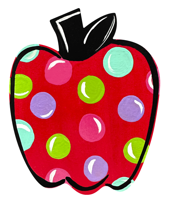 CRAFTY N BLESSED APPLE WITH MULTI COLOR DOTS