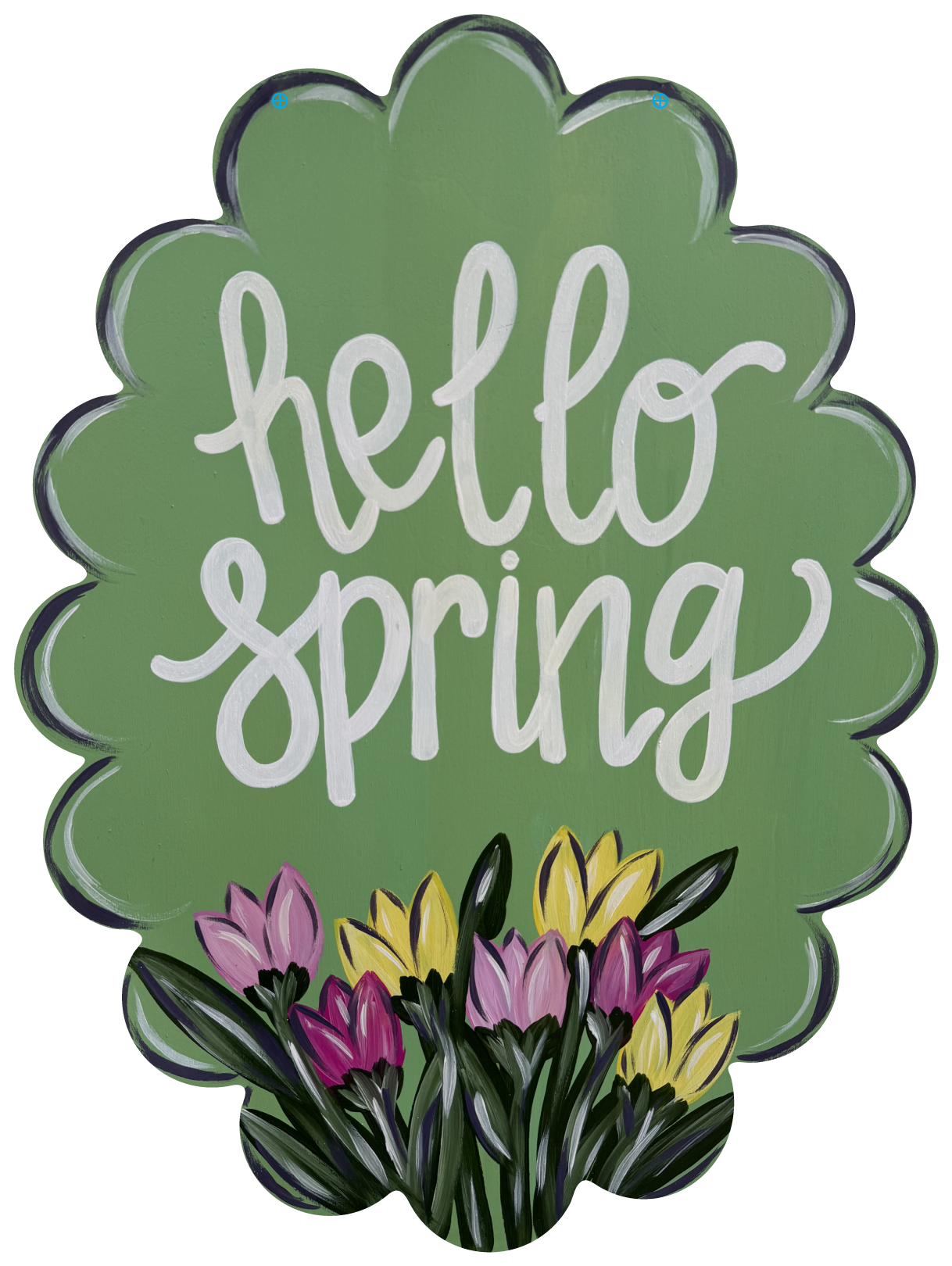 CRAFTY N BLESSED GREEN OVAL HELLO SPRING