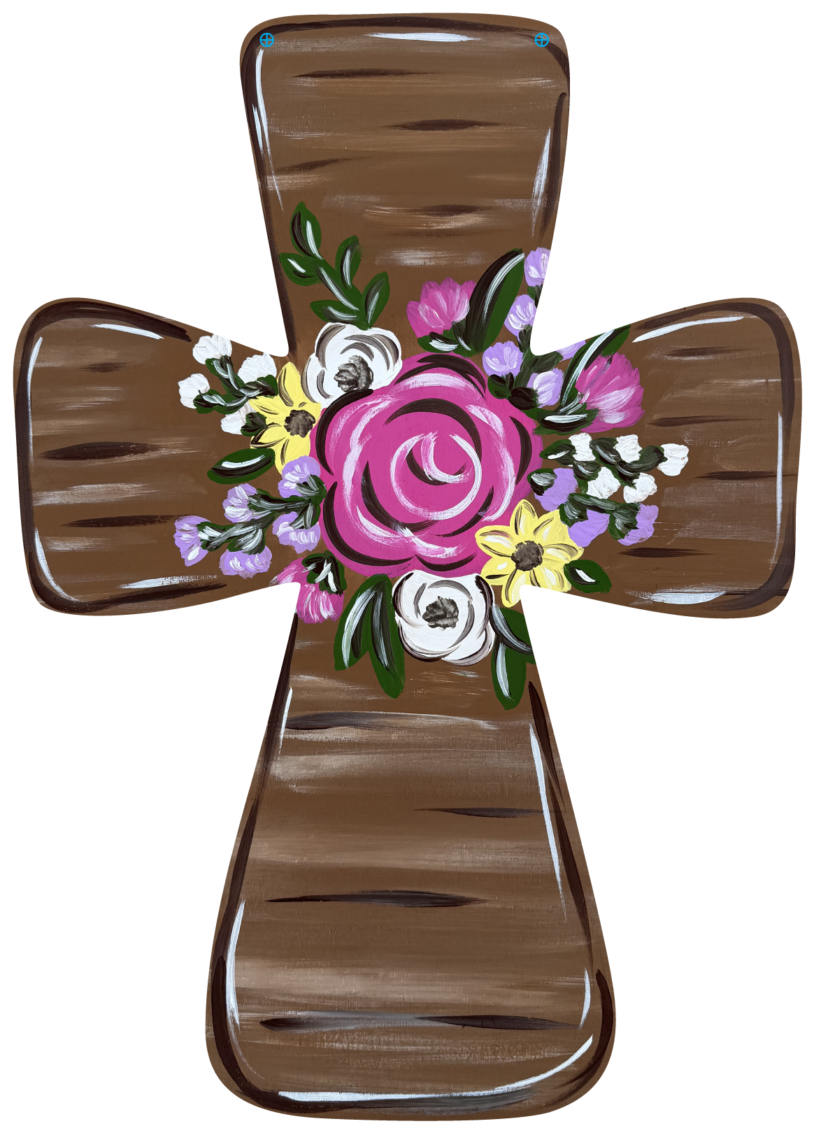 CRAFTY N BLESSED BROWN COLOR CROSS WITH PINK ROSE