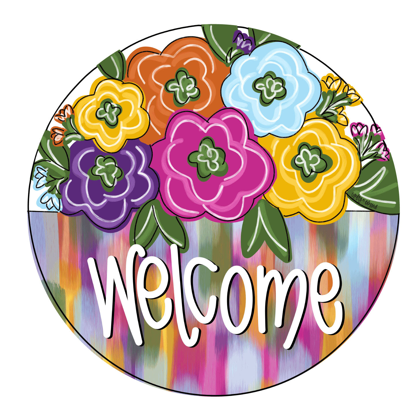 CRAFTY N BLESSED COLORFUL FLOWERS AND WELCOME