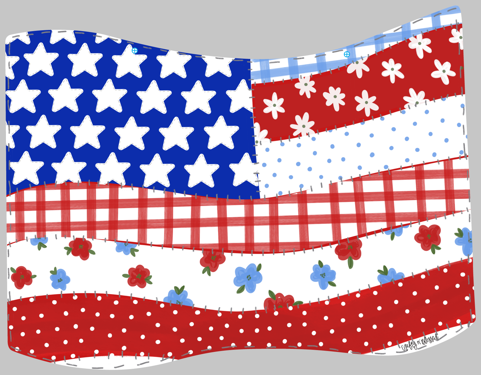 CRAFTY N BLESSED  USA QUILT FLAG