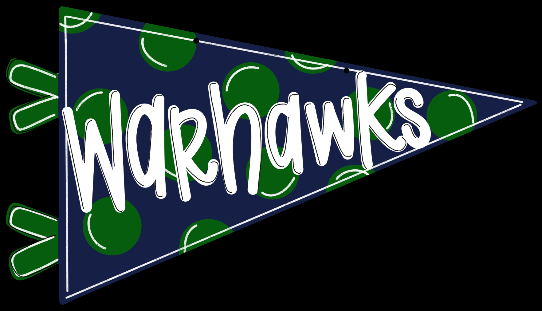 CRAFTY N BLESSED GREEN BLUE PENNANT WARHAWKS