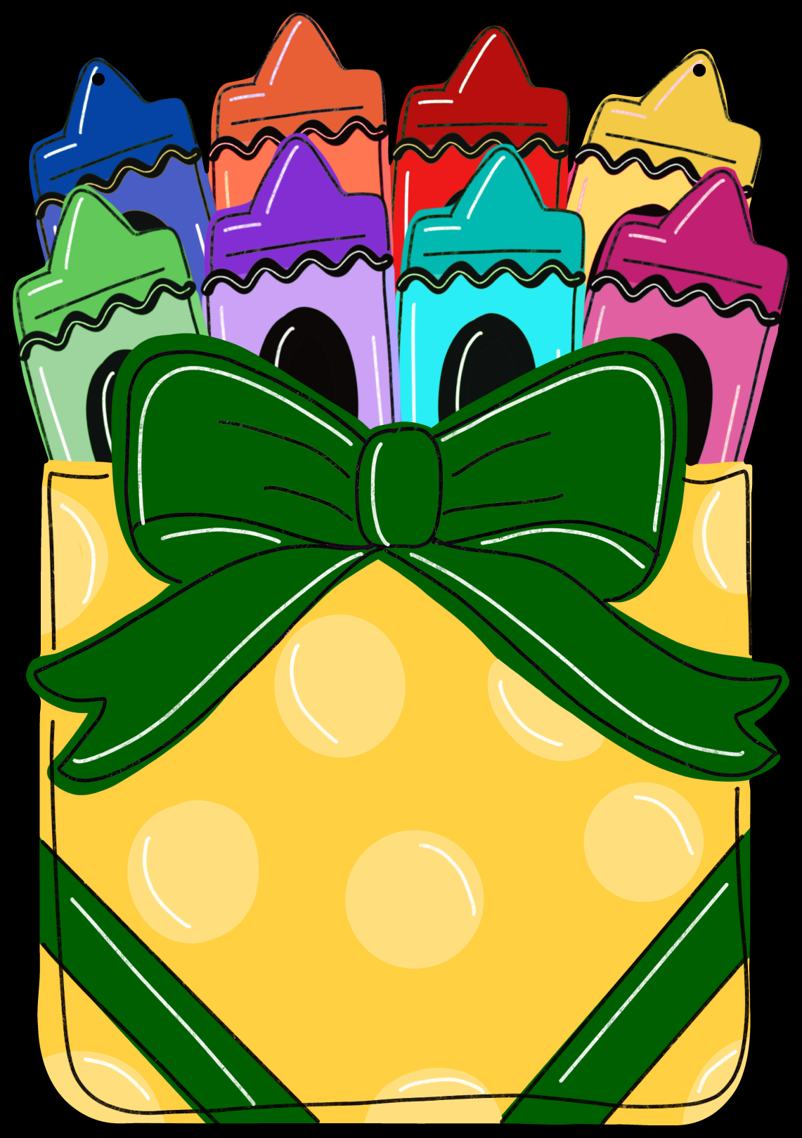 CRAFTY N BLESSED BOX OF GREEN AND YELLOW BOX OF CARYONS GREEN BOW
