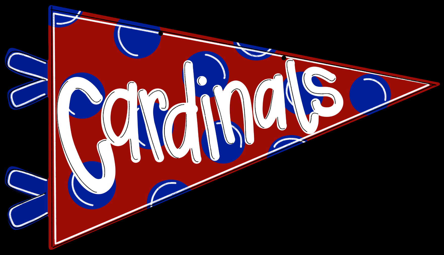 CRAFTY N BLESSED RED BLUE PENNANT WHITE WORD CARDINALS