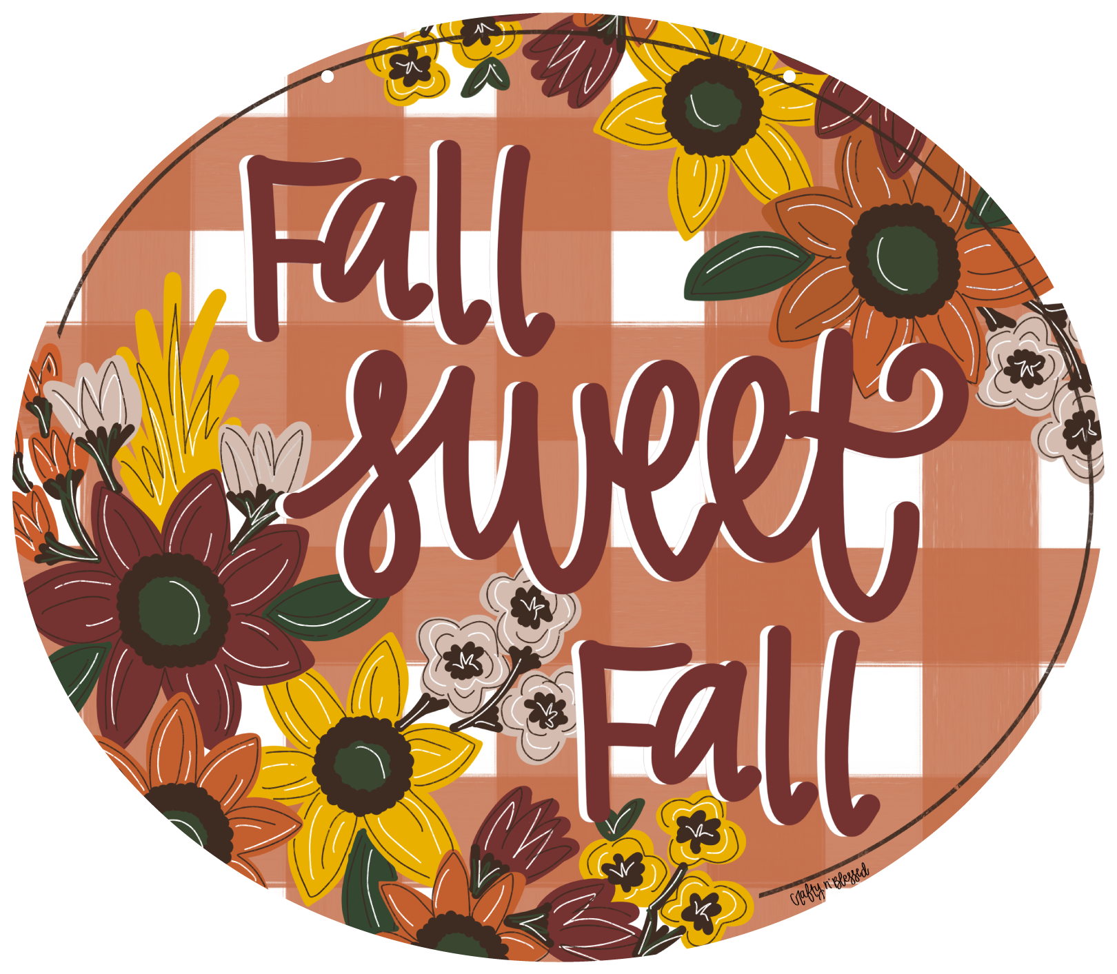 CRAFTY N BLESSED FALL SWEET FALL BROWN WHTIE  WITH FLOWERS