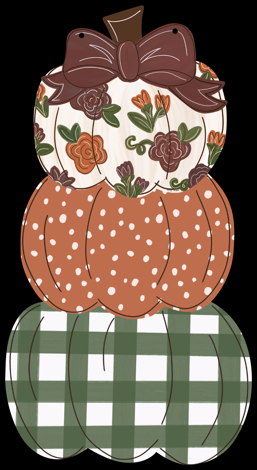 CRAFTY N BLESSED GREEN WHITE  ORANGE WHITE AND WHITE BROWN AND ORANGE FLOWERS BROWN BOW