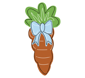 CRAFTY N BLESSED CARROT WITH BLUE RIBBON