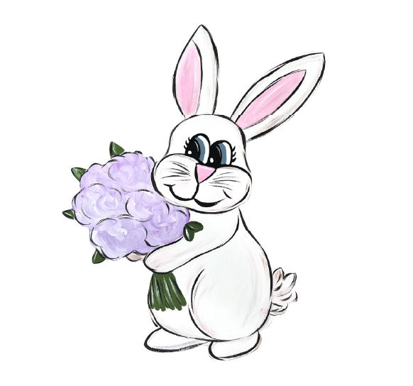 CRAFTY N BLESSED RABBIT WITH PURPLE FLOWERS