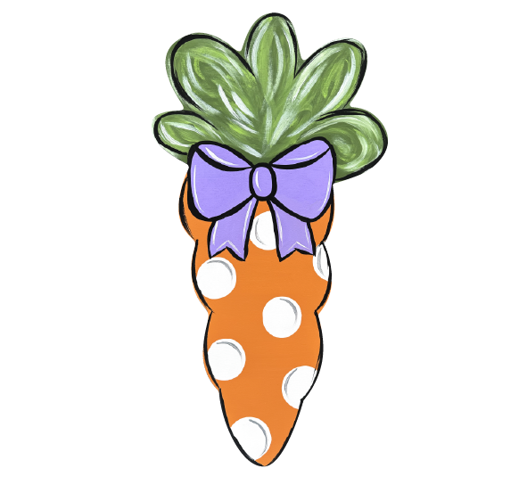 CRAFTY N BLESSED CARROT WITH DOTS AND PURPLE BOW