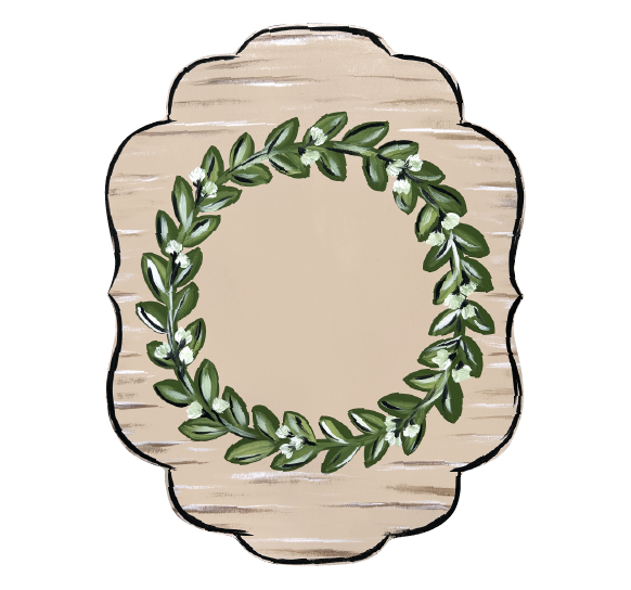 CRAFTY N BLESSED PLAQUE WITH GREENERY IN THE CENTER