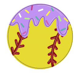 CRAFTY N BLESSED SOFTBALL WITH PURPLE ICING