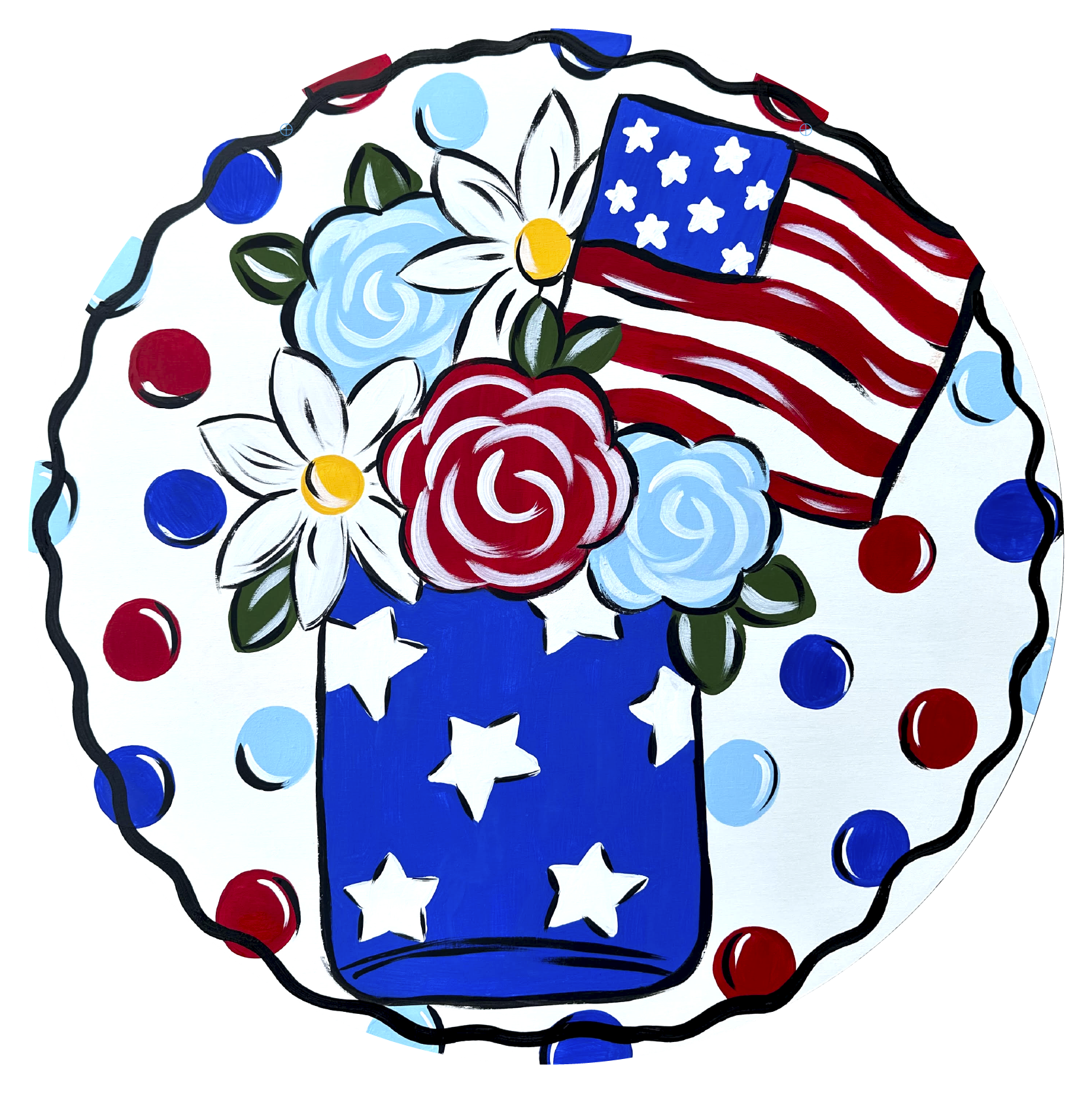 CRAFTY N BLESSED PATRIOTIC JAR WITH FLOWERS