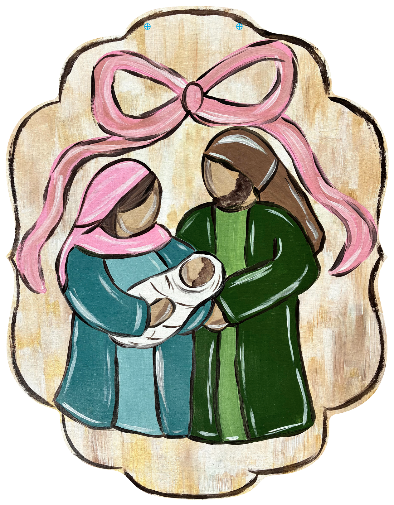 CRAFTY N BLESSED NATIVITY WITH PINK RIBBON