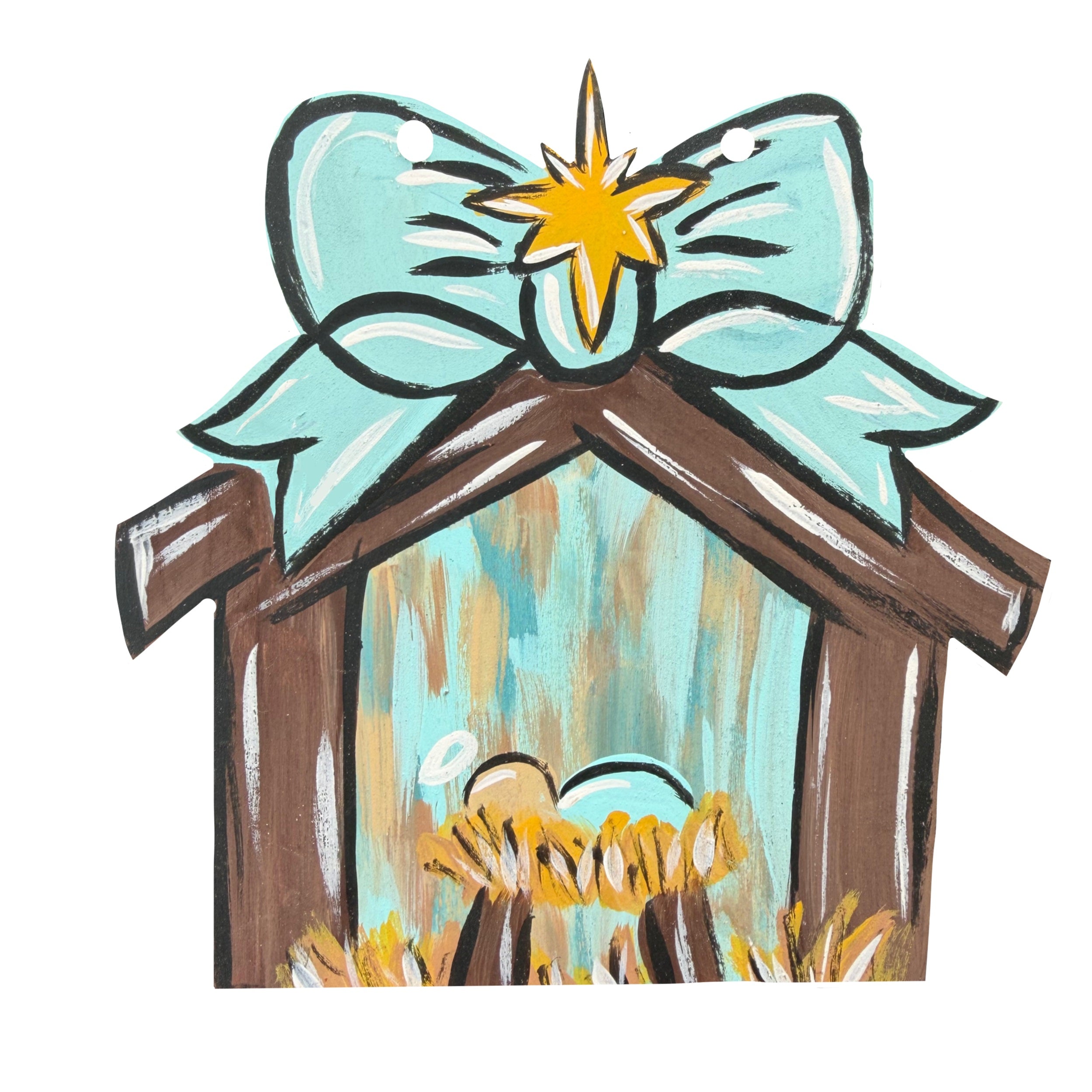 CRAFTY N BLESSED NATIVITY WITH BLUE RIBBON