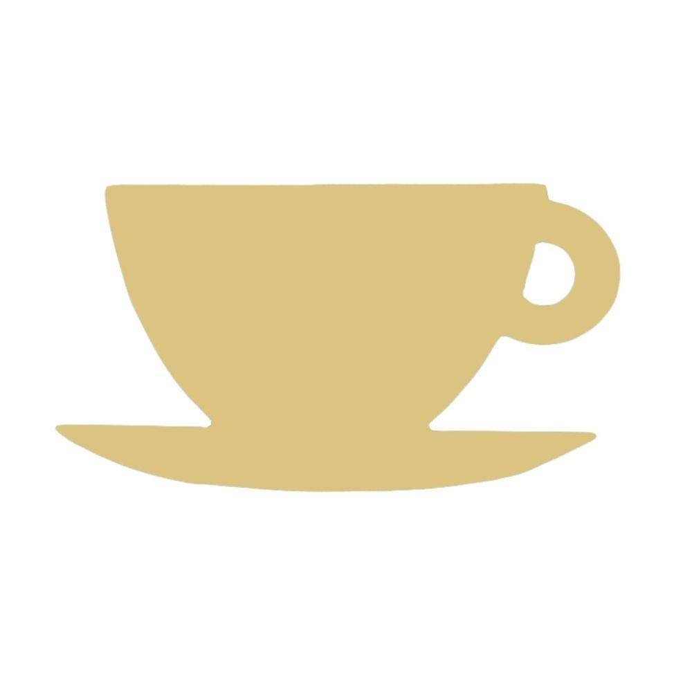 Basic Shape Coffee Cup MDF Cutout With Saucer Silhouette - Unfinished For DIY