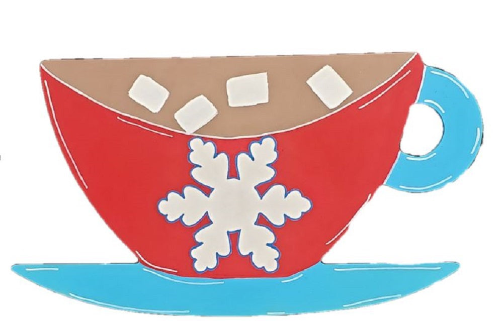 Basic Shape Coffee Cup MDF Cutout With Saucer Silhouette - Unfinished For DIY