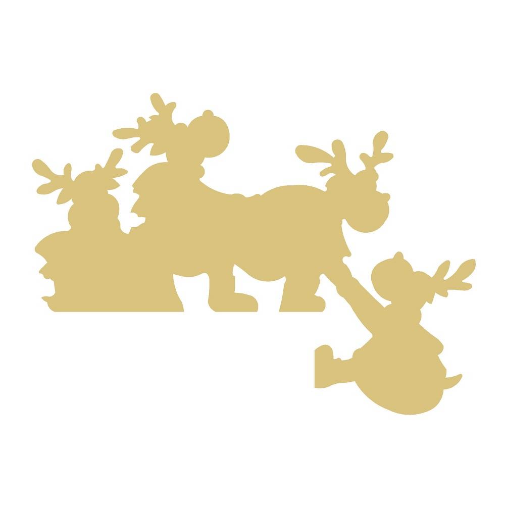 Basic Shape Reindeer Silhouette MDF Cutout Reindeer Family Scene - Unfinished For DIY