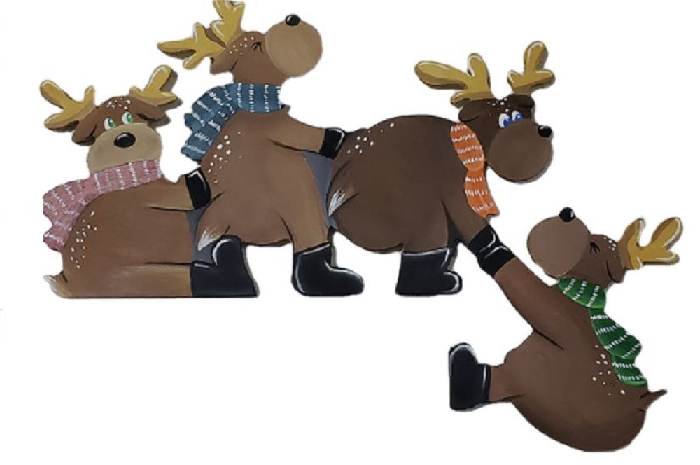 Basic Shape Reindeer Silhouette MDF Cutout Reindeer Family Scene - Unfinished For DIY