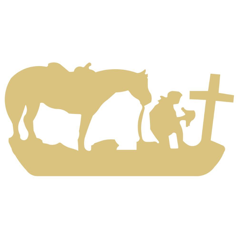 Basic Shape Horse And Cross MDF Cutout Silhouette - Unfinished For DIY