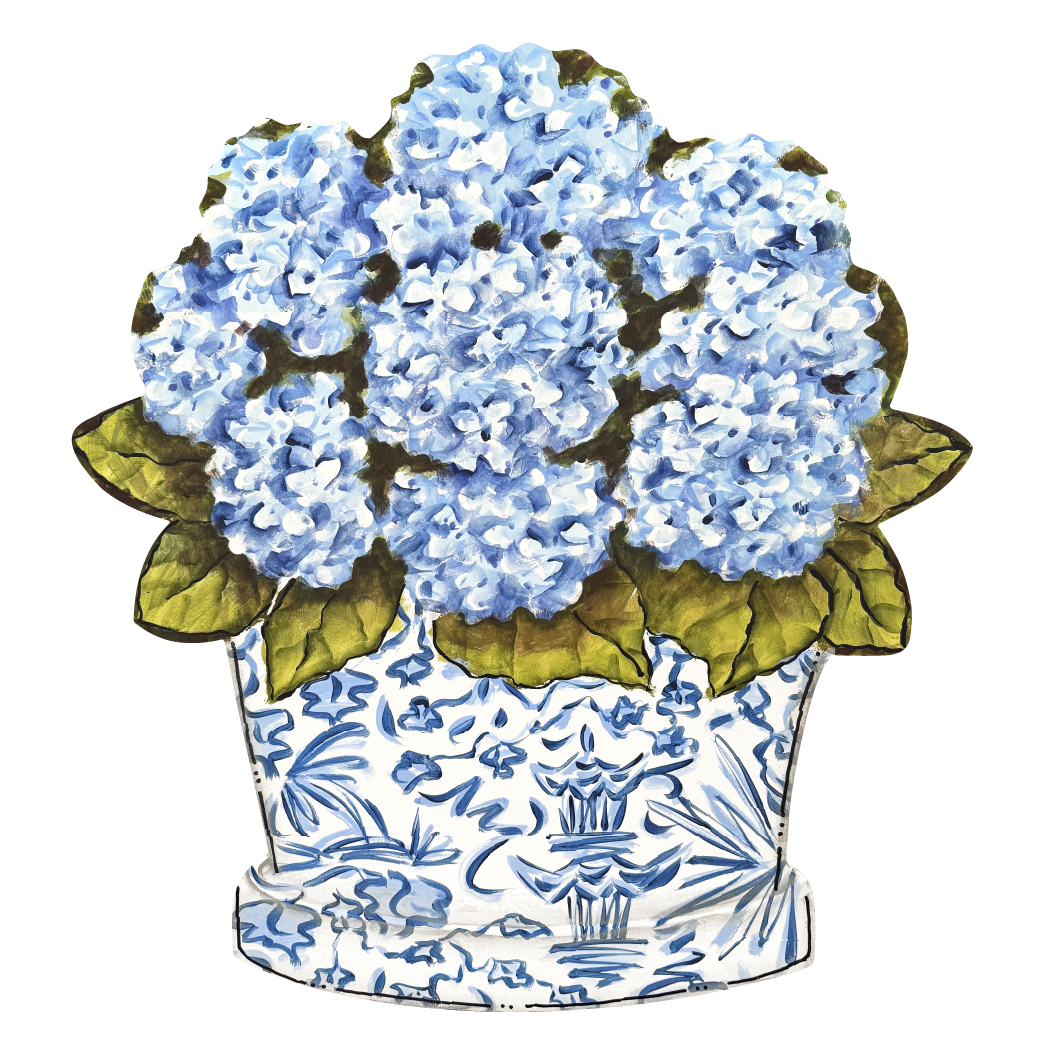 CINDY'S BLUE FLOWERS IN BLUE AND WHITE POT