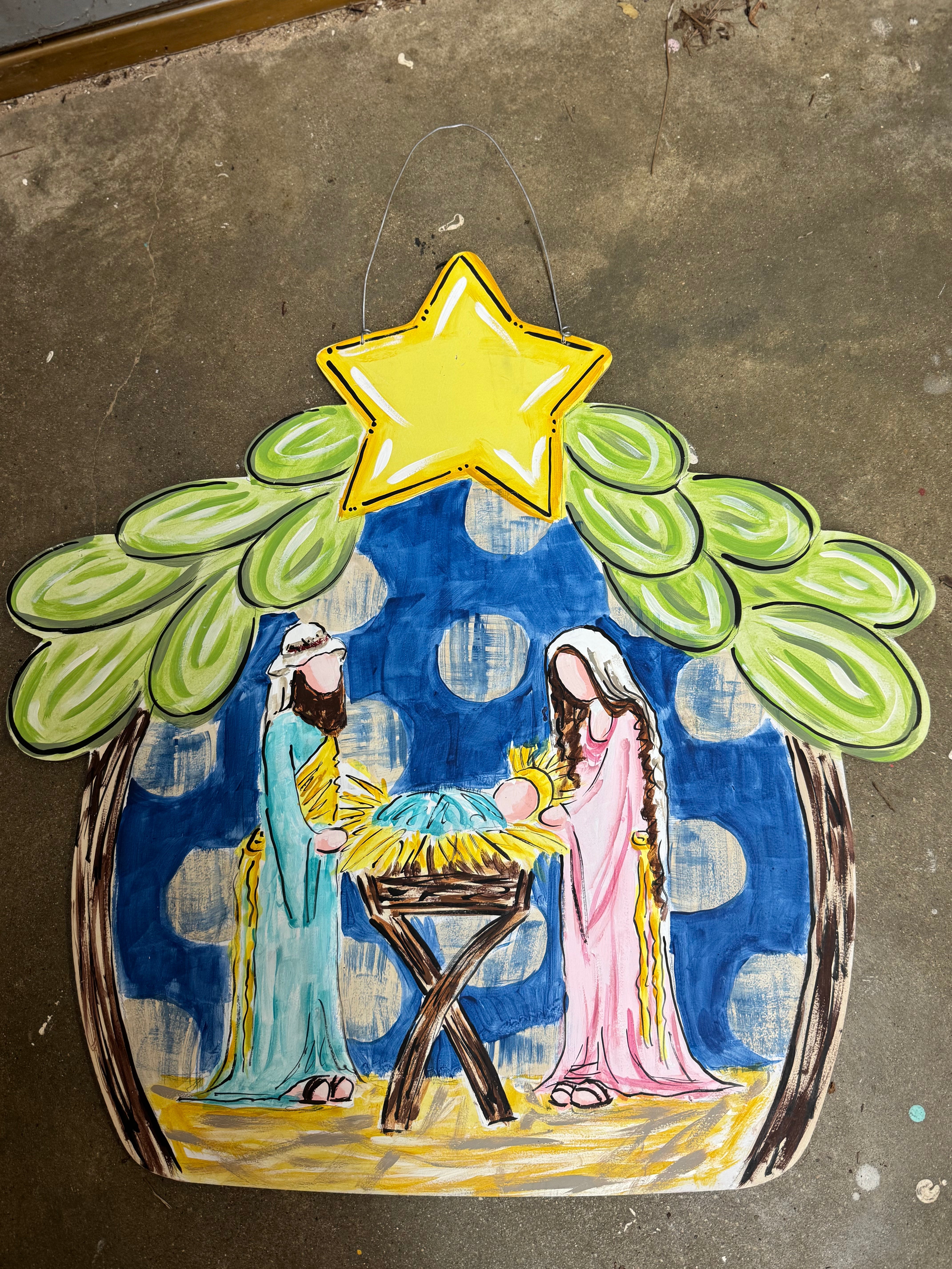 CINDY'S NATIVITY WITH BLUE AND WHITE DOTS