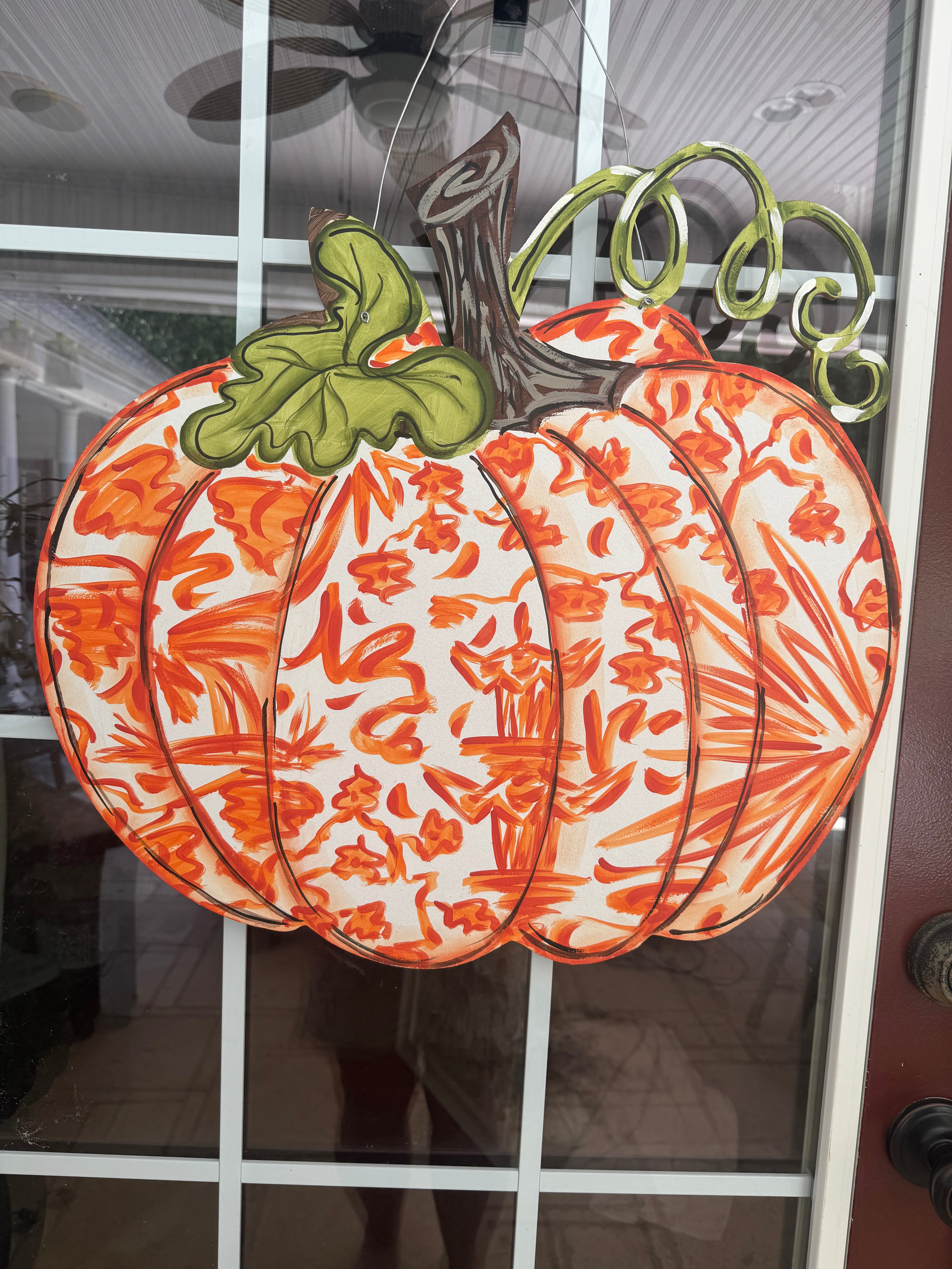 CINDY'S WHITE PUMPKIN WITH ORANGE SCENE