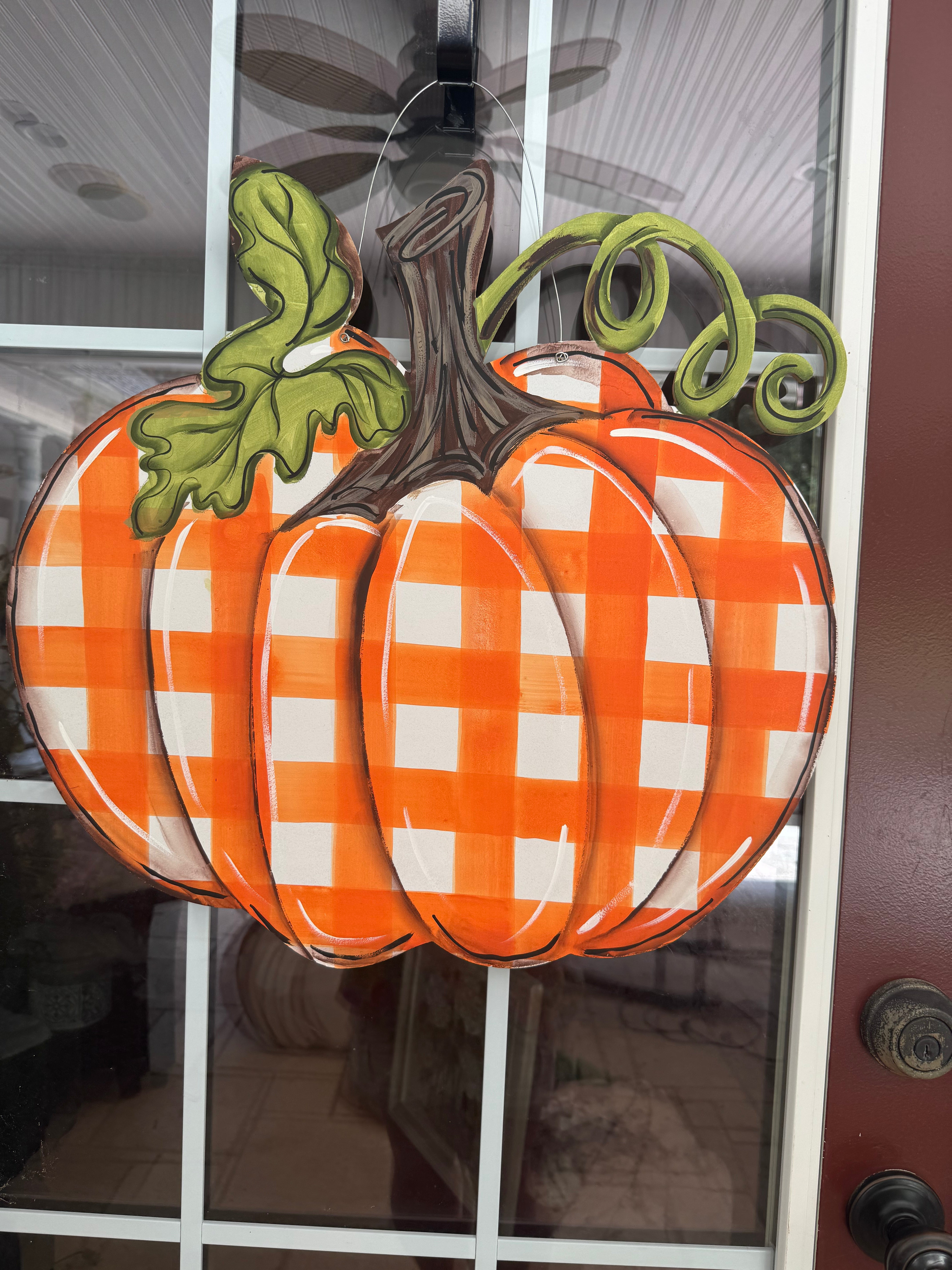 CINDY'S WHITE PUMPKIN WITH ORANGE PLAID