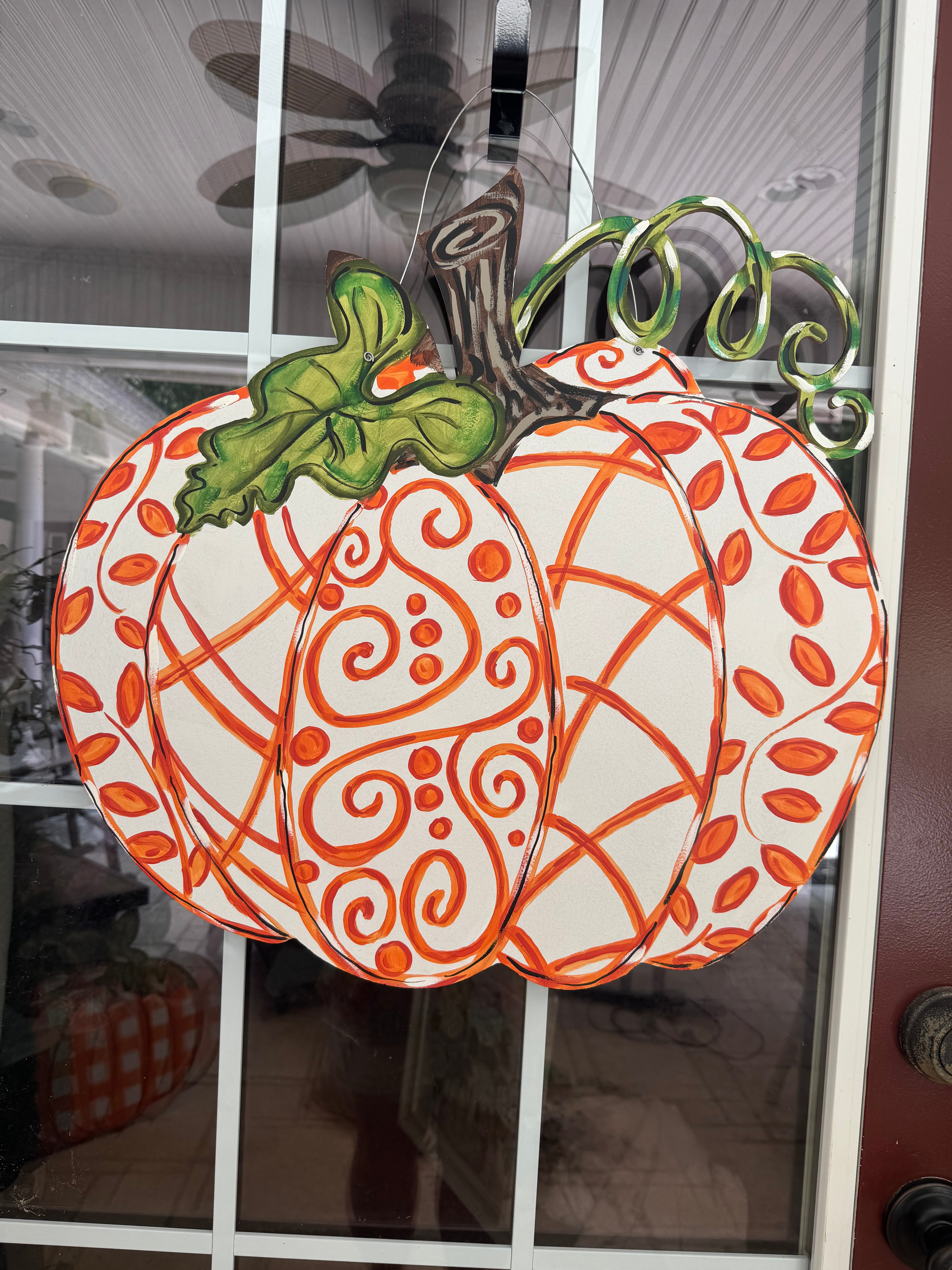 CINDY'S WHITE PUMPKIN WITH ORANGE LINES