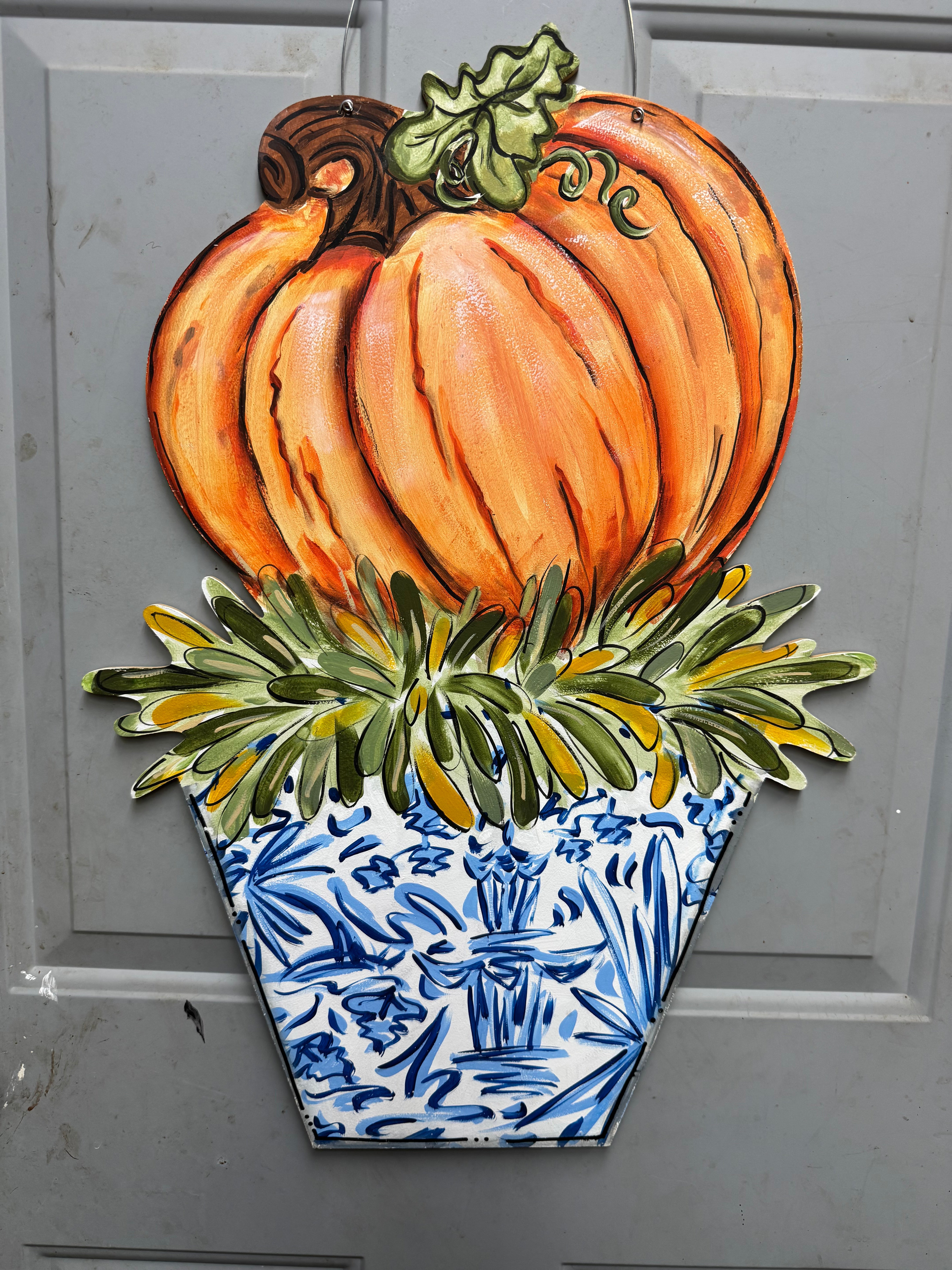 CINDY'S ORANGE PUMPKIN IN PLANTER